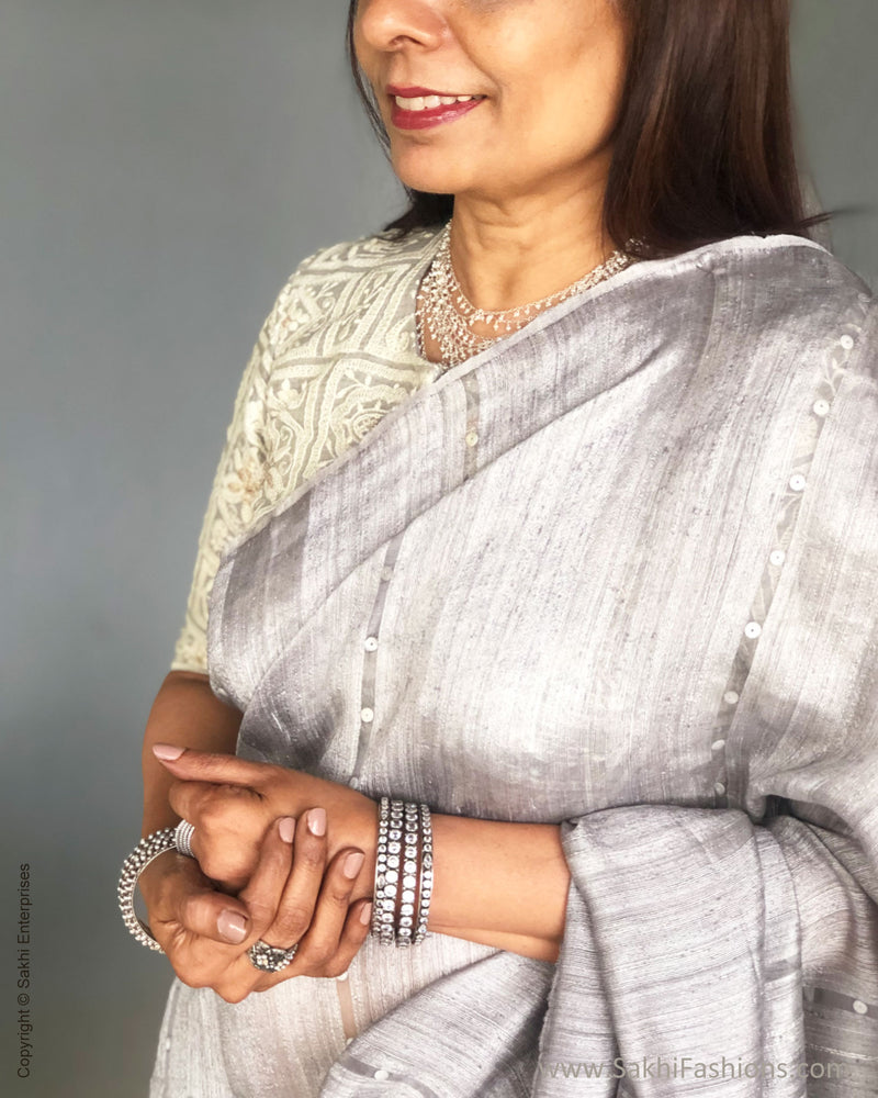 EE-S31169 Grey Pearl Matka Saree