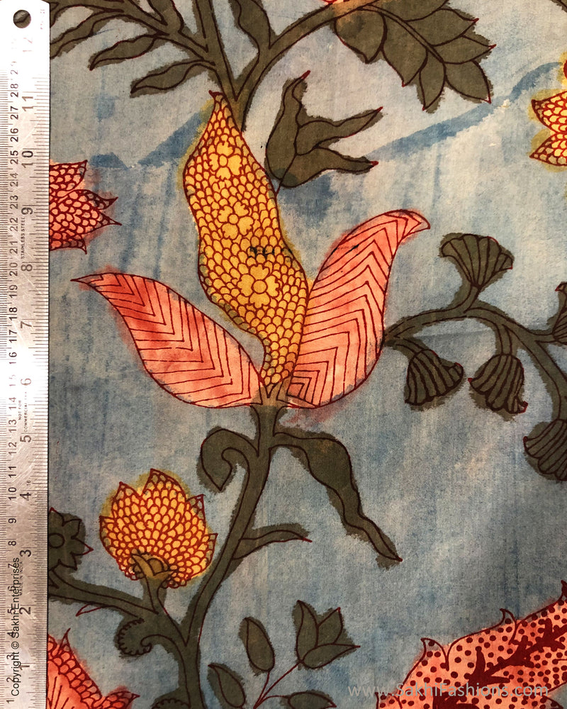 BL-F32019 Blue Silk Kalamkari