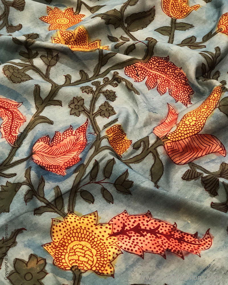 BL-F32019 Blue Silk Kalamkari