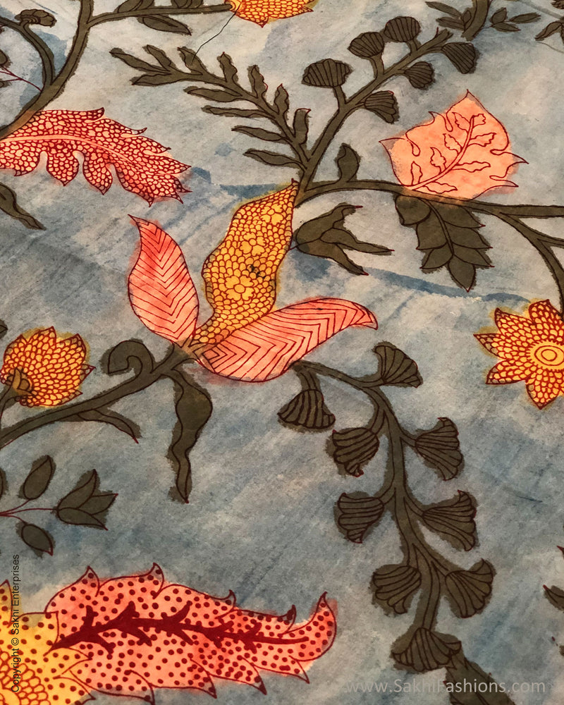 BL-F32019 Blue Silk Kalamkari
