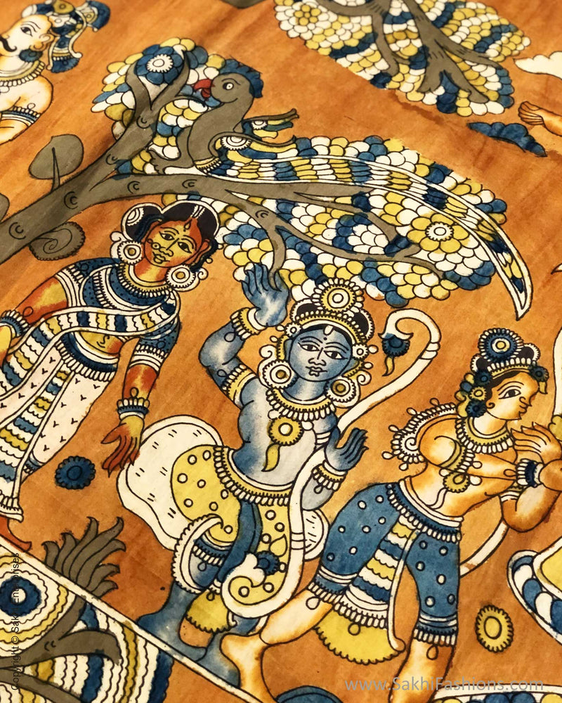 BL-F32303 Mustard Silk Kalamkari