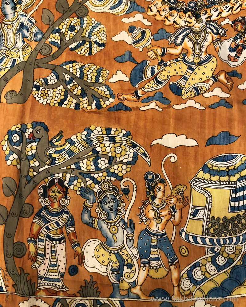 BL-F32303 Mustard Silk Kalamkari