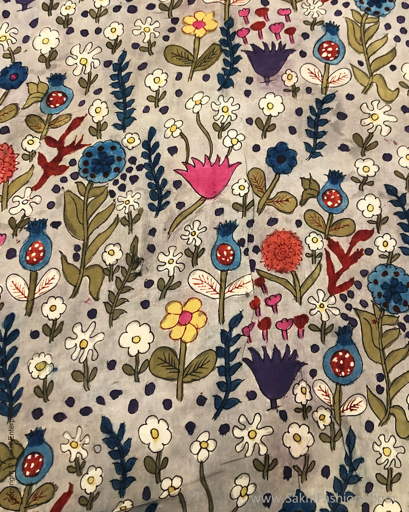 BL-F32013 Grey Silk Kalamkari