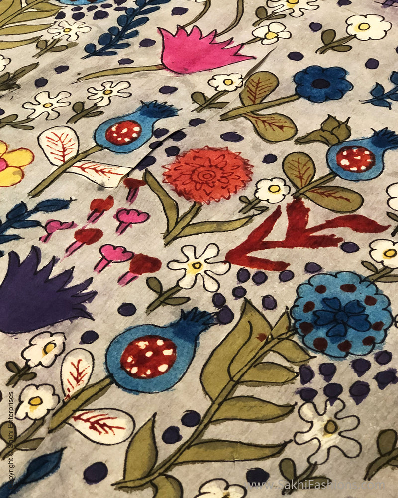 BL-F32013 Grey Silk Kalamkari