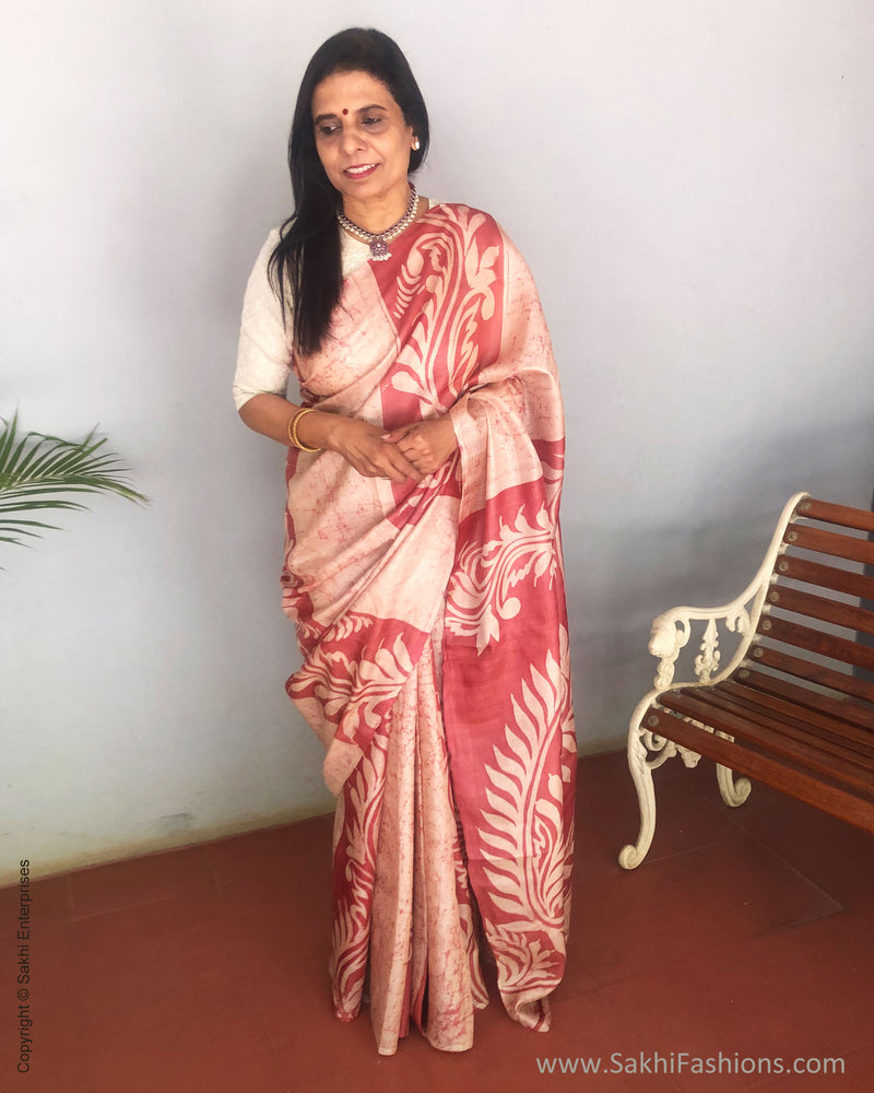 EE-S21576 Peach Tussar Batik