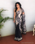 EE-S21575 Black Tussar Batik