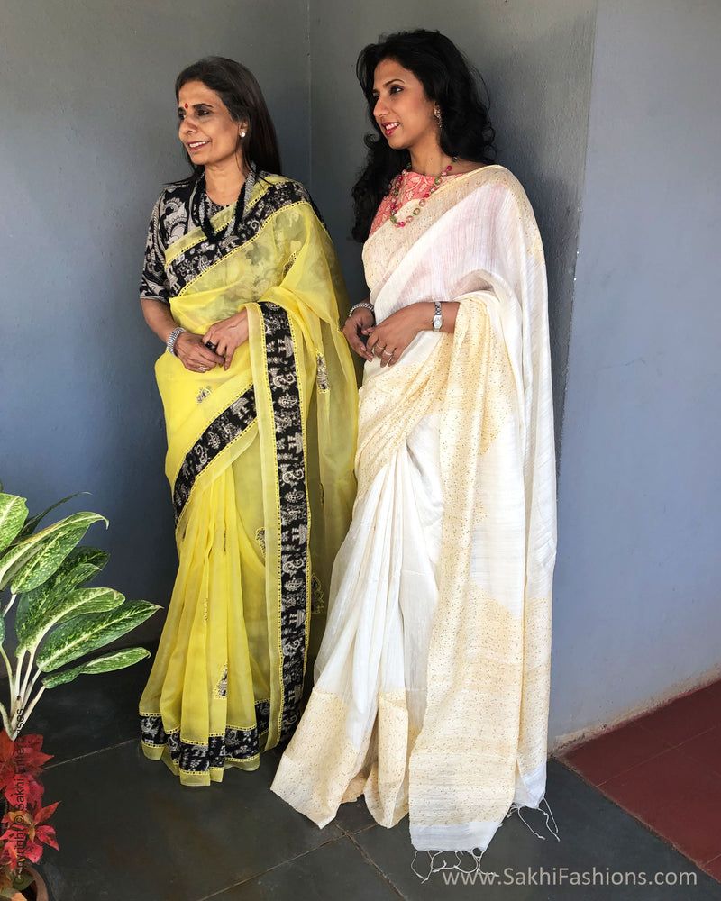 EE-S31917 Lemon Organza Sari
