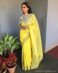 EE-R23031 Yellow grey Cutwork sari