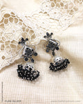 ASDS-30567 Black Silver Earring