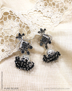 ASDS-30567 Black Silver Earring