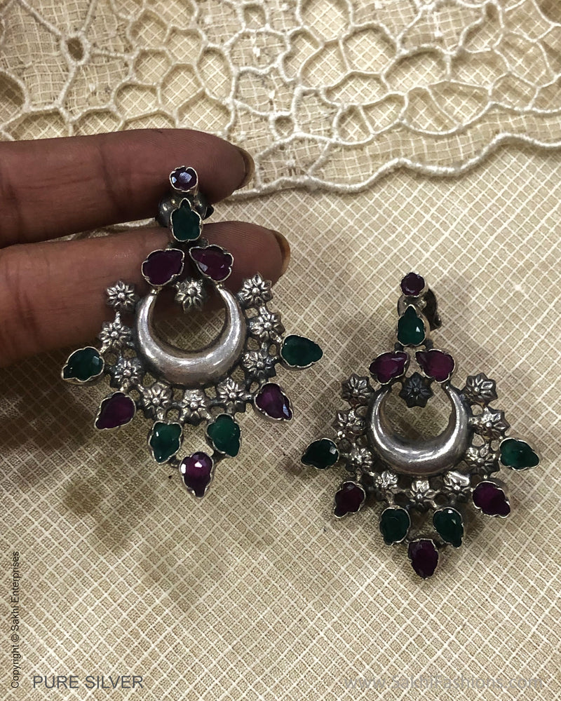 ASDS-30588 Red Green Silver Earring