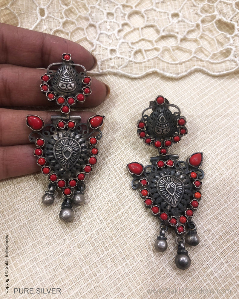 ASDS-30589 Coral Silver Earring