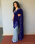 EE-S31287 Blue Cutwork Sari