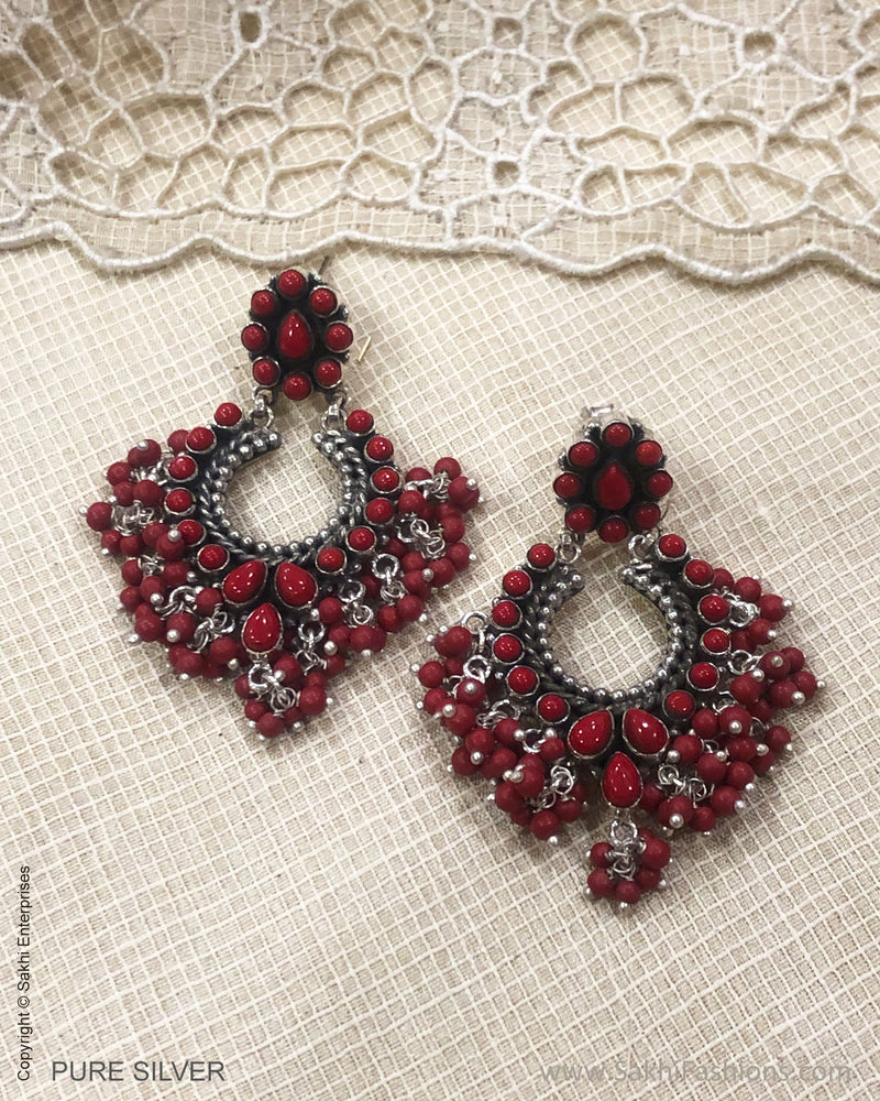 ASDS-33512 Coral Silver Chaandbali