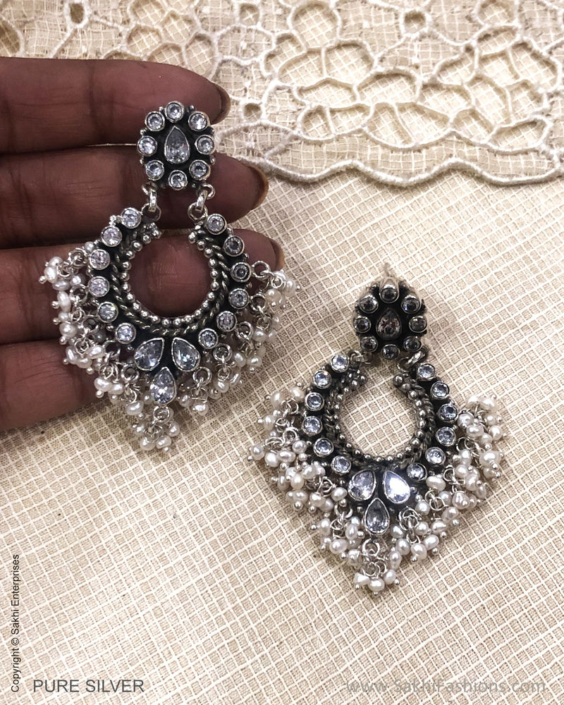 ASDS-33513 Pearl Silver Chaandbali
