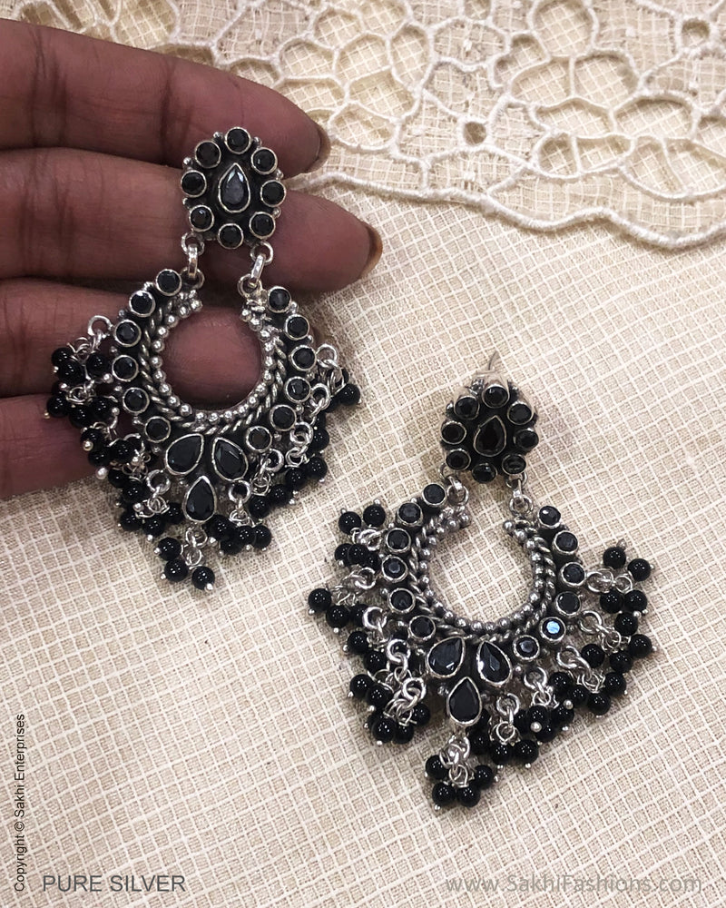 ASDS-33515 Black Silver Chaandbali