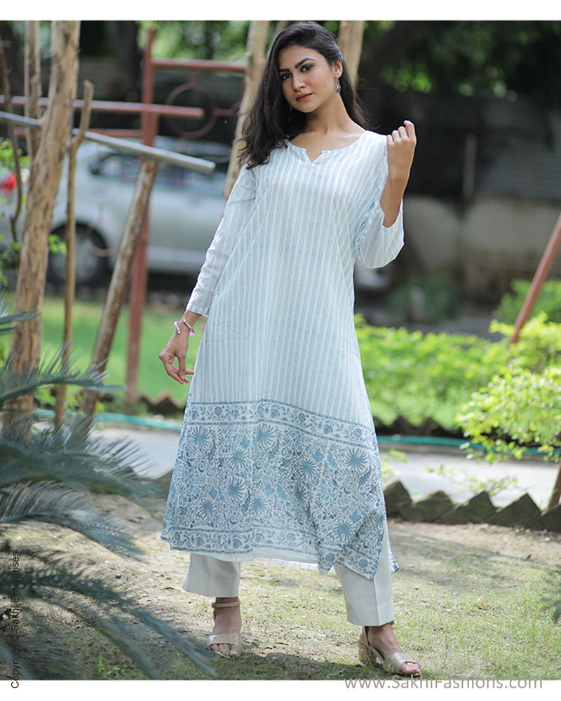 DPS-31932 Cotton Blue Kurtha