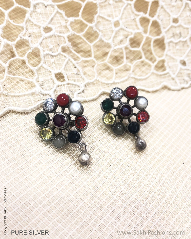 ASDS-35057 Navrathan Silver earring
