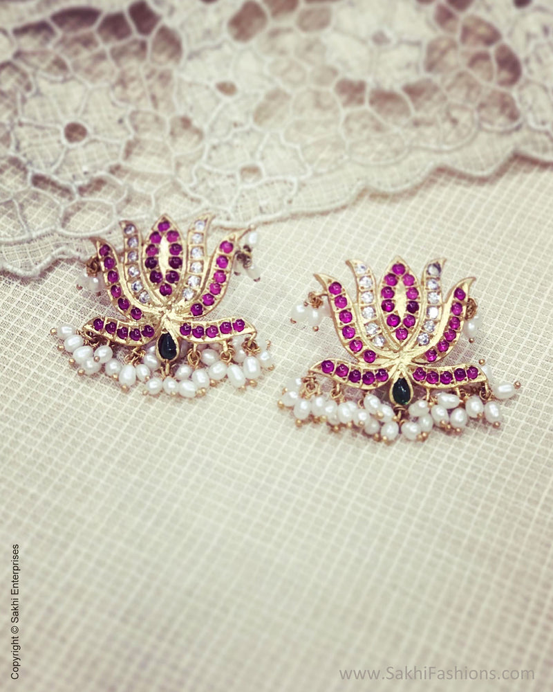 ASDS-28064 Lotus Silver Earrings