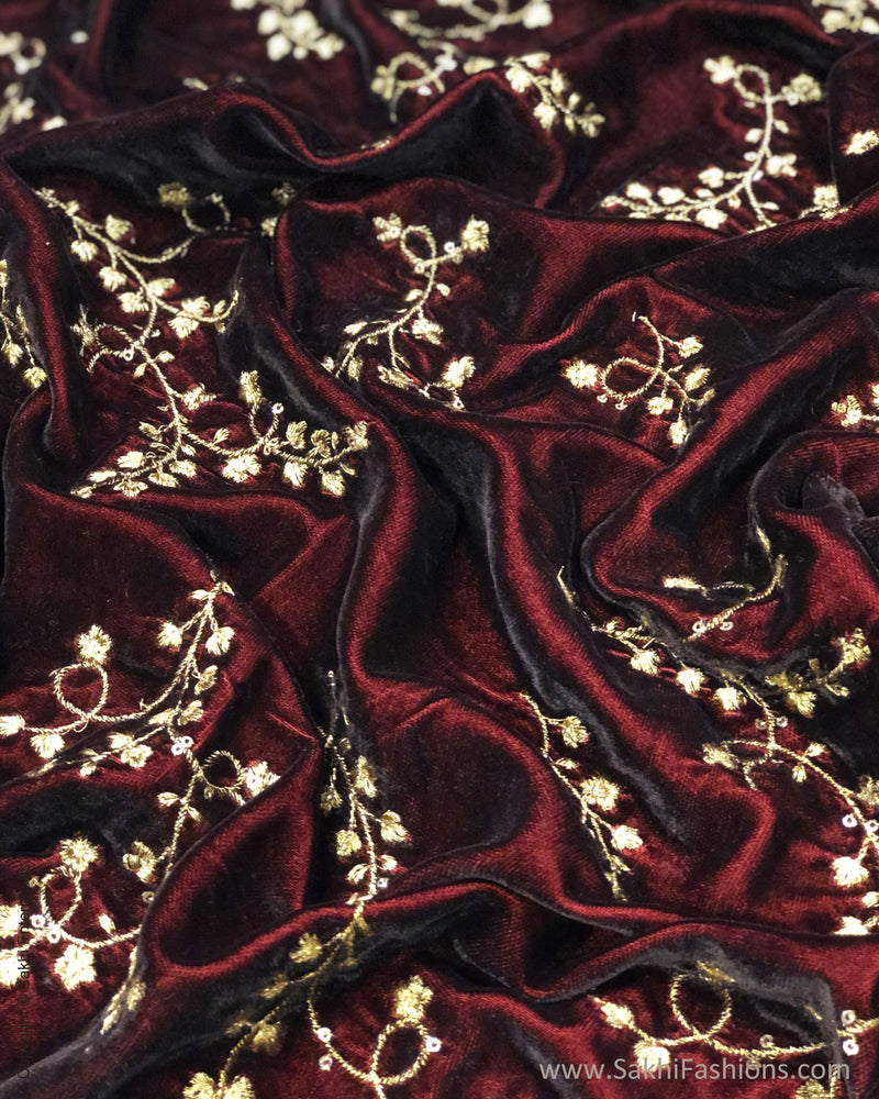 BL F28941 Maroon Velvet Fabric sakhifashions