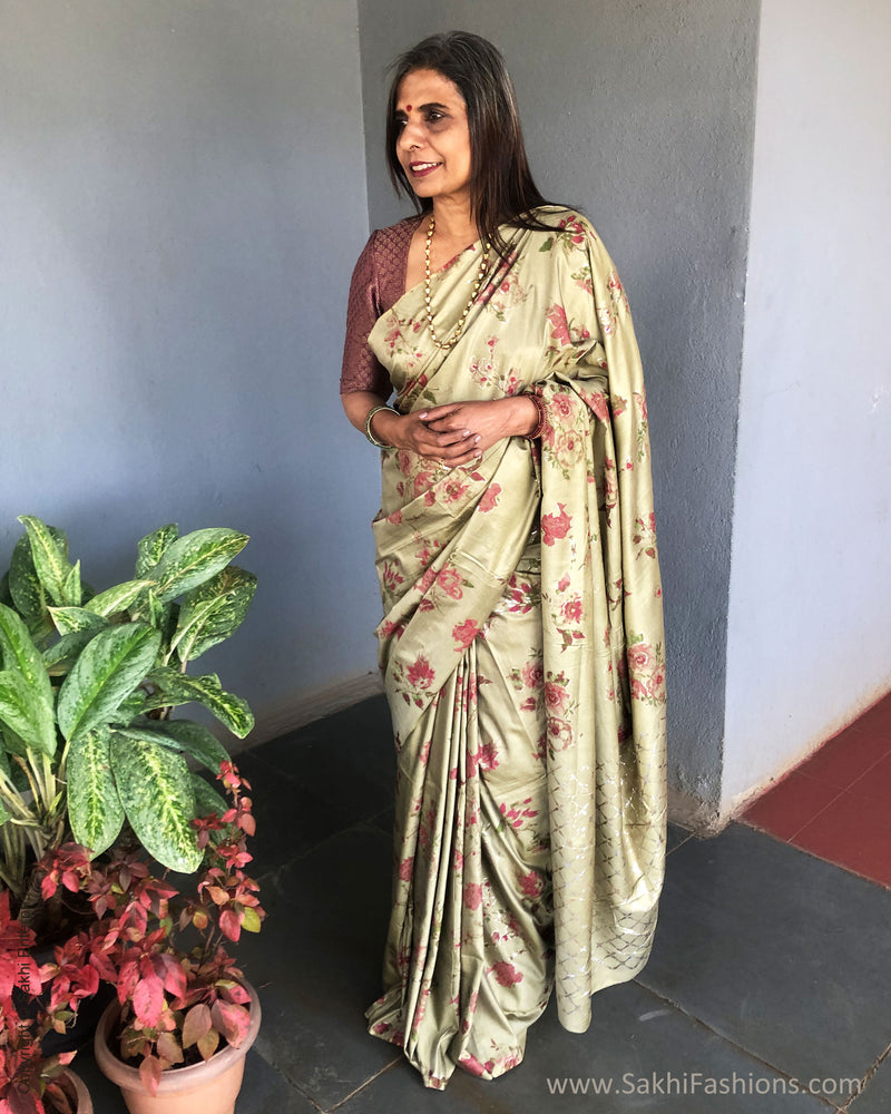 EE-S36042 Olive Green Saree