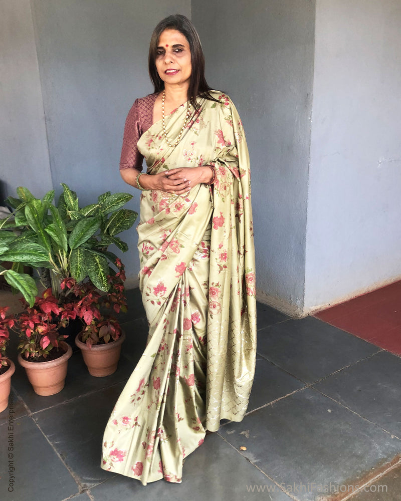 EE-S36042 Olive Green Saree