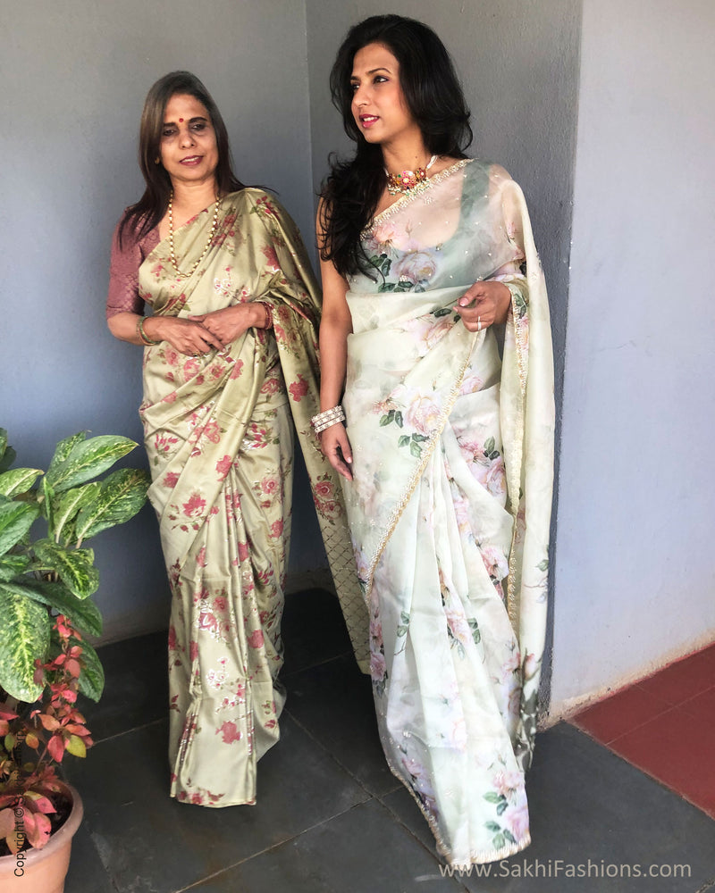 EE-S36042 Olive Green Saree