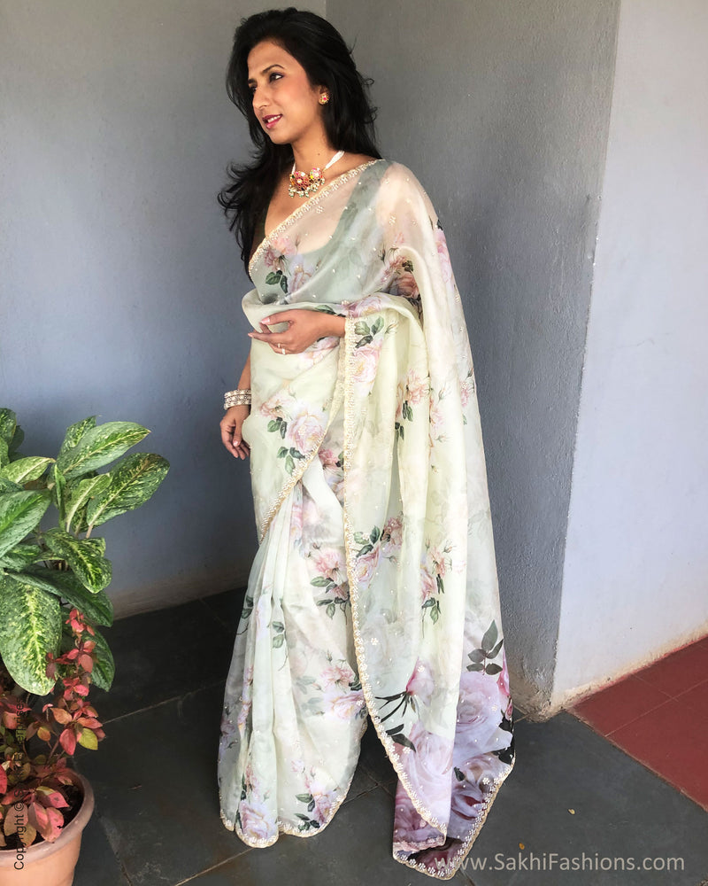 EE-S35073 Organza Floral sari