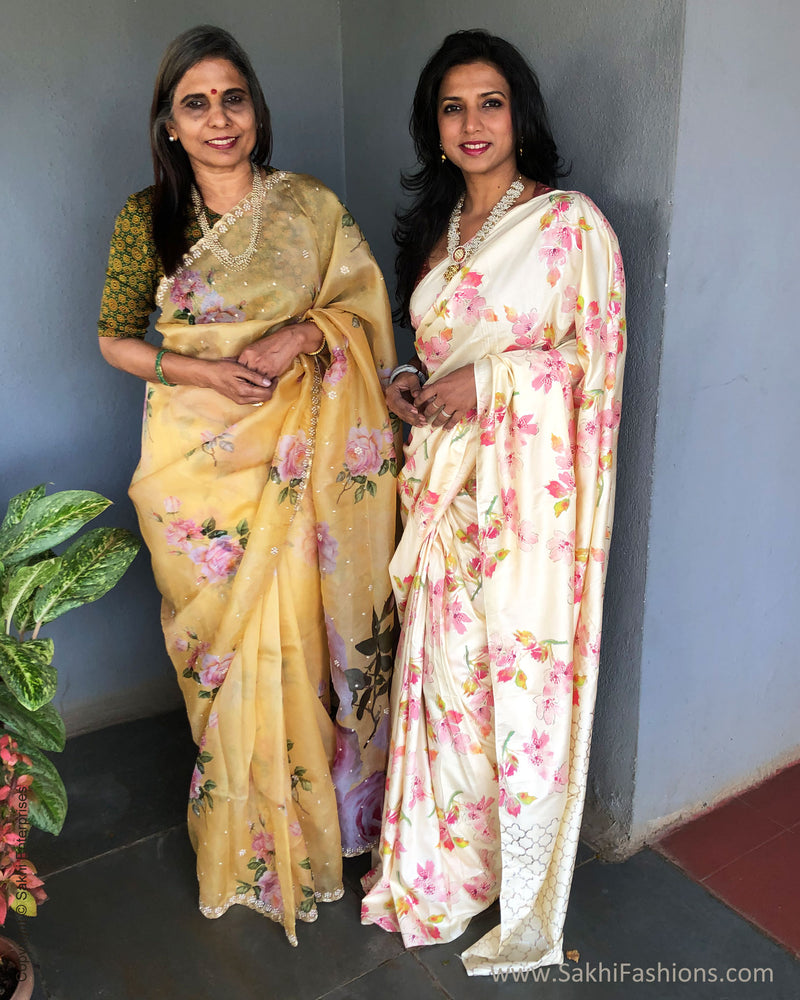 EE-S36045 Cream Flora Saree