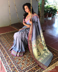 EE-S36086 Grey Paithani Sari