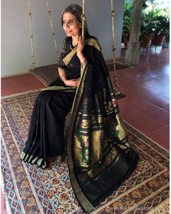 EE-S36087 Black Paithani Sari