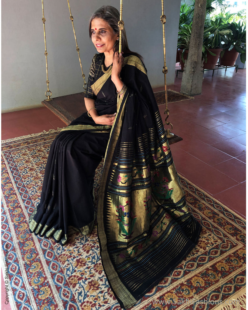 EE-S36087 Black Paithani Sari