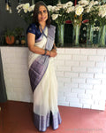 EE-S212272 White Blue Mangalgiri