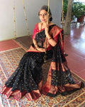 EE-S38345 Black Katan Chanderi