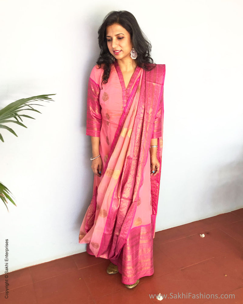 pink saree dress design Indian Pink Saree Dress | Sari Drape Dress