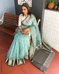 EE-S38351 Blue Katan Chanderi
