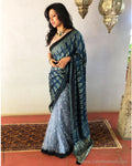 EE-S38980 Ajrakh Crossover Saree