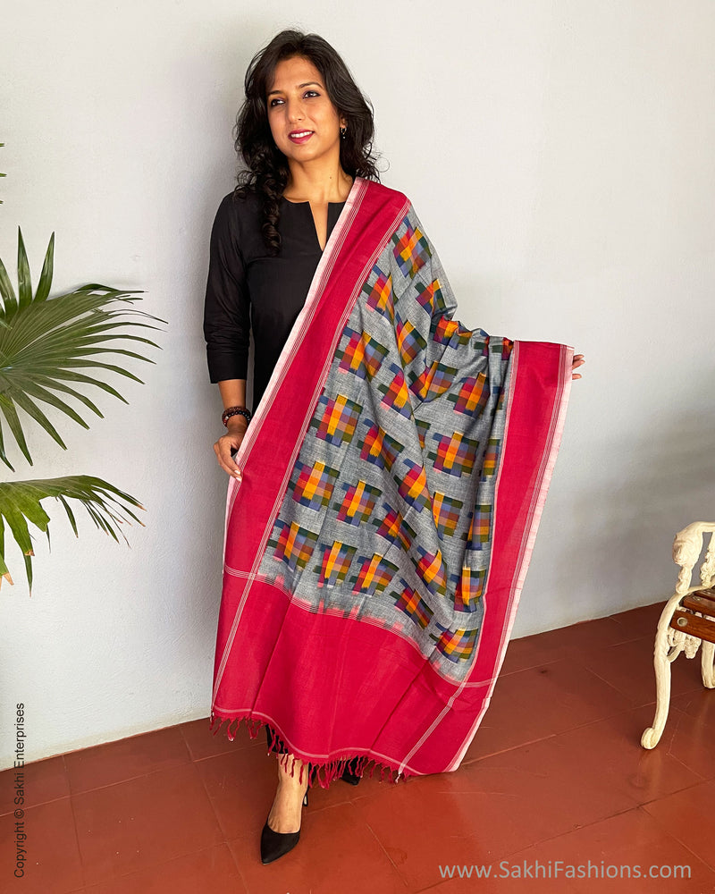 EE-S38039 Ikkat grey Dupatta