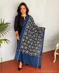 EE-S38042 Ikkat Blue Dupatta
