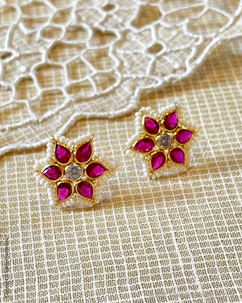 AGDS-39791 Ruby Pearl earring
