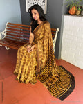 EE-S36371 Golden Ajrakh Saree