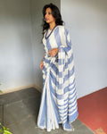 EE-S37959 White Blue Mangalgiri