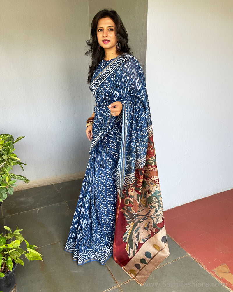 EE-S39622 Indigo Blue Chanderi