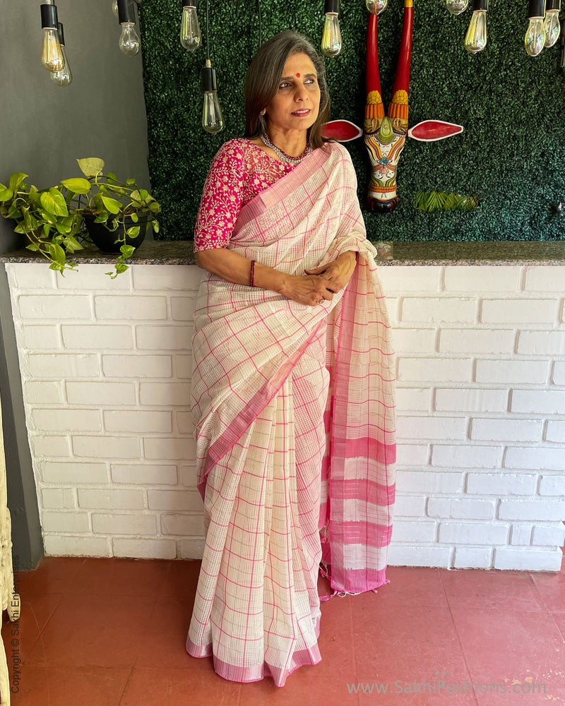 EE-S37957 White Pink Mangalgiri