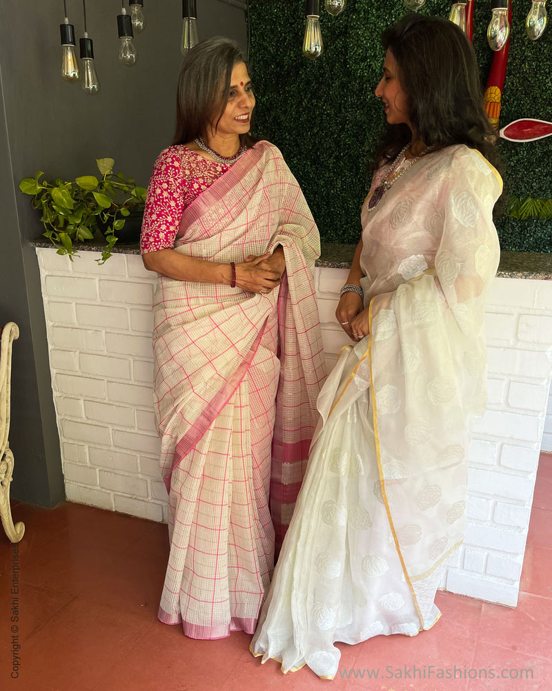 EE-S37957 White Pink Mangalgiri