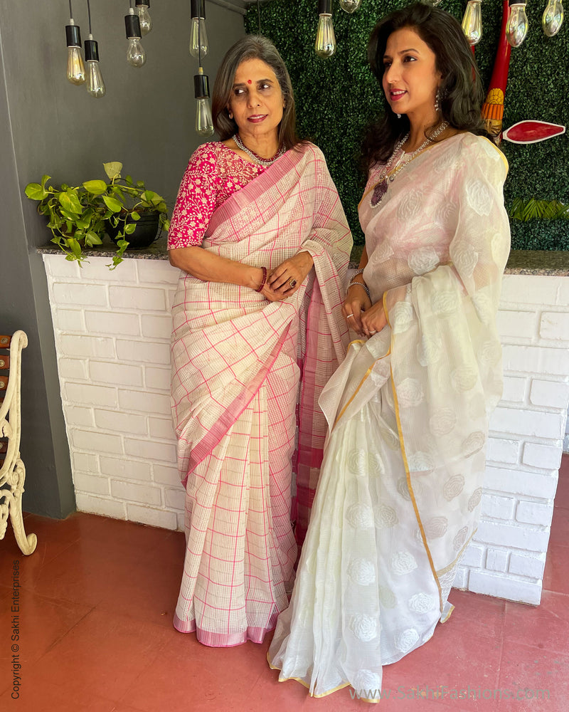EE-S37957 White Pink Mangalgiri