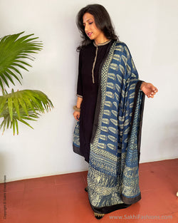 EE-S40068 Blue Ajrakh Dupatta