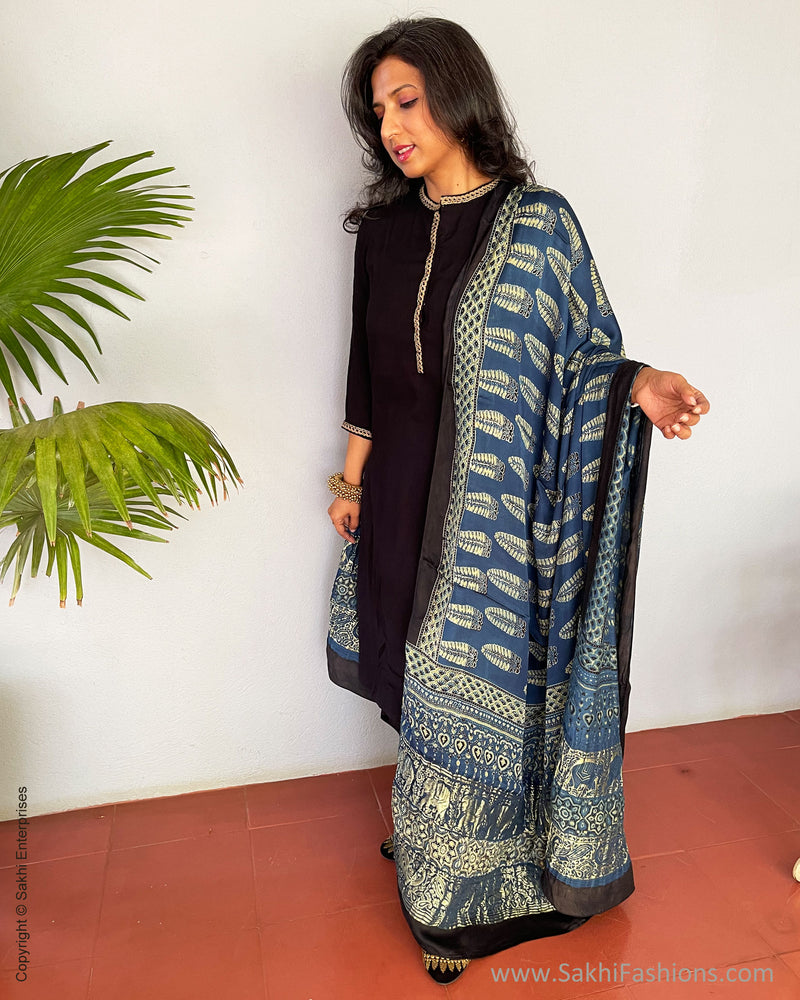 EE-S40068 Blue Ajrakh Dupatta