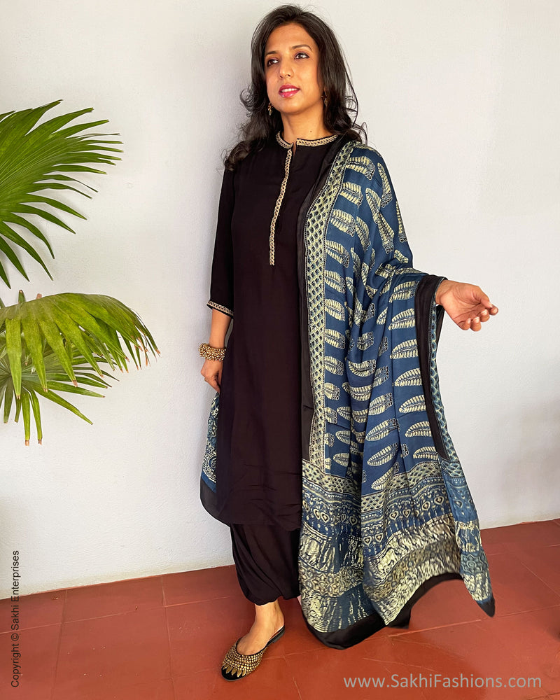 EE-S40068 Blue Ajrakh Dupatta