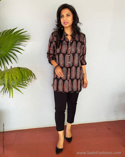 EE-S41608 Black Ajrakh Top